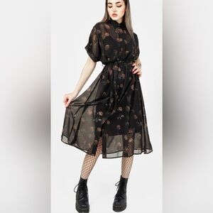 Disturbia Gothic Black Floral Dress Sz8